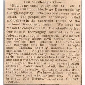 Old Saddlebag's Views Democratic By Majority 1886 Minneapolis Clipping SAI8-S8